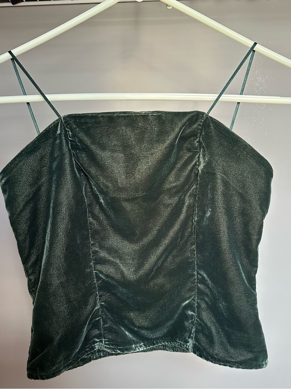 A NEW DAY size XS, Velvet Crop Top in Deep GREEN